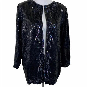 Vintage‎ Style Design M Elegant black/multi full sequin silk jacket